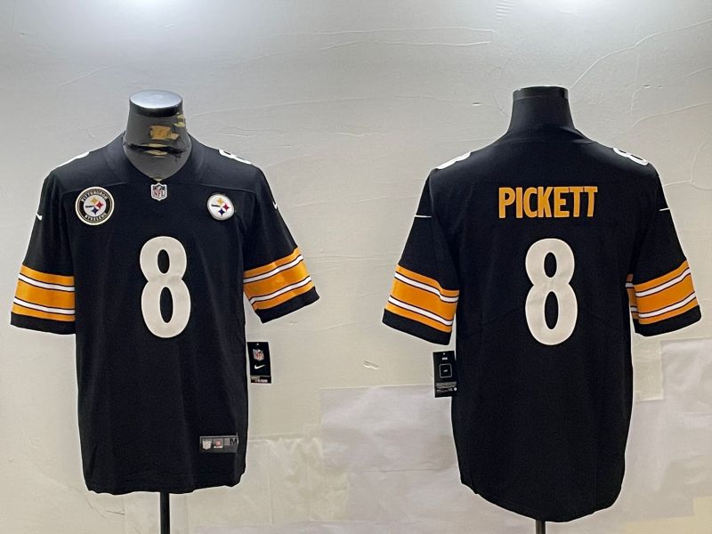 Men Pittsburgh Steelers #8 Pickett Black Second generation 2024 Nike Limited NFL Jersey style 8
